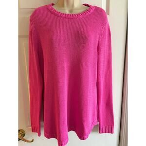 Lauren Ralph Lauren Pink Cotton Knit Sweater Womens XL Crewneck Pullover Preppy
